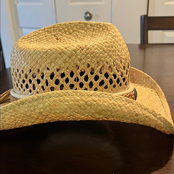 Shady Brady hat Woven Straw Western Hat with Braided Leather Band - Picture 6 of 12